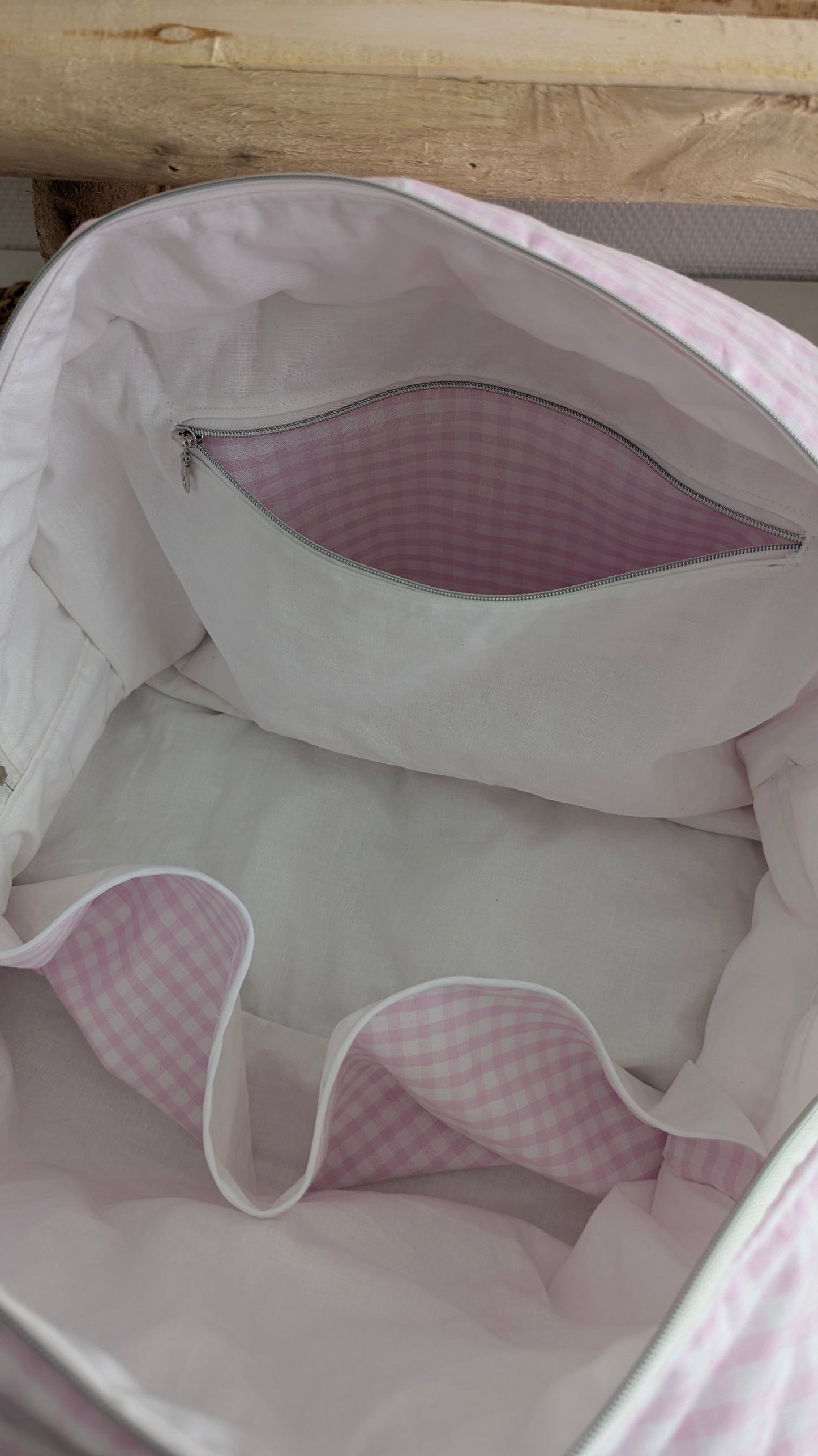 Le sac à langer - Coton Rose vichy Oeko Tex