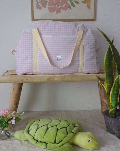 Le sac à langer - Coton Rose vichy Oeko Tex