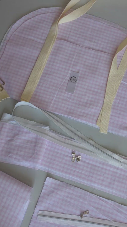 Le sac à langer - Coton Rose vichy Oeko Tex